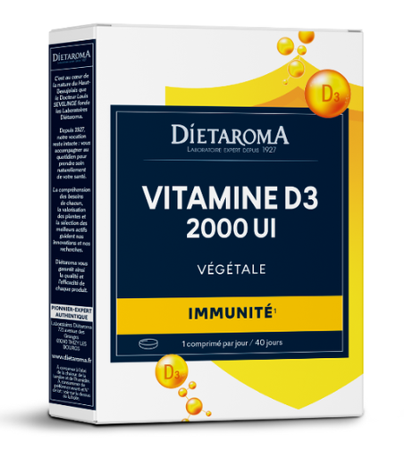 DIETAROMA VITAMINE D3 VEGETALE 2000UI - IMMUNITE - 40 COMPRIMES