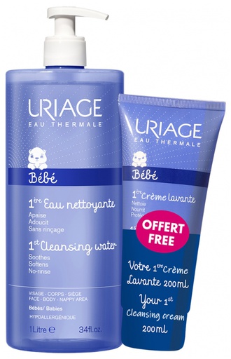 URIAGE BEBE 1ERE EAU NETTOYANTE 1L +1ERE CREME LAVANTE 200ML